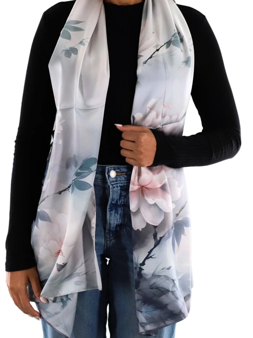 Silk Floral Print Scarf